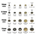25 Sets 10mm 12.5mm 15mm #633 655 831 201 Metal Press Fastener Snap Button Stud for Leather Bag Clothes Jacket Coat Repair Tool.