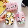 Rectangular big bag cute headphone storage bag cartoon large coin purse charger data cable storage box with rope.
