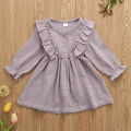 Baby Girls Solid Cotton Crepe Dress Soft Fabric Long Sleeve Ruffle Party Casual Toddler Outfit Comfortable Kids Clothing. 