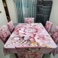 Digital 3D Print Dining table Cloth runner and 06 chair cover Full Set.