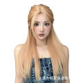 Wig Women's Long Straight Hair Mid-Length Natural Bangs Korean Style Women's Team Sweet Realistic Online Influencer Fashion Simulation Full-Head Wig Women. 