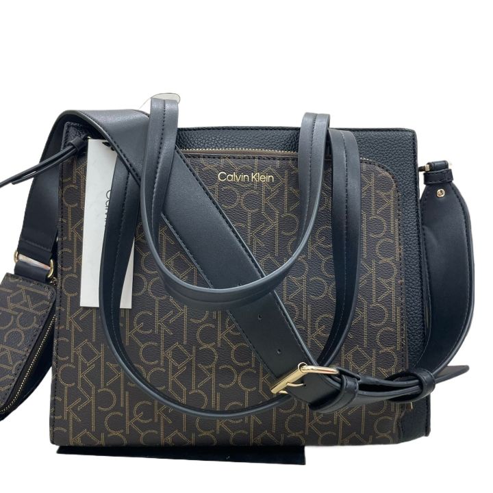 Calvin Klein Signature Logo Crossbody Shoulder Bag – Brown/Black