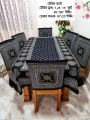 Screen Print Dining Table Runner And 06 Piece Chair Cover.