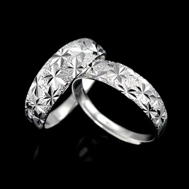 Weihua%20silver-plated%20rings%20wholesale%20couple%20rings%20temperament%20women's%20hands%20decorated%20with%20stars%20women's%20rings%20opening%20men%20and%20women%20-%20Image%204