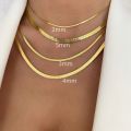 New Fashion Unisex Snake Chain Choker Necklace Stainless Steel Herringbone 2/3/4/5mm Gold Color Chain Necklace For Women Jewelry. 