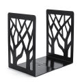 1 Pair Book Ends Hollow Out Bookend Support Stable Black Stand Iron Metal Bookends Home Office Desk Storage Books Organizer Tool.