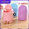 【hot】 1~10PCS Mini Desktop Bin Small Waste Bins Tube With Cover Bedroom Garbage Can Table Plastic Office Supplies Dustbins Home Desk.