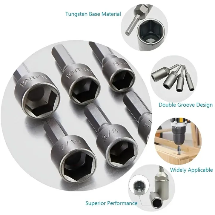 14pcs/9pcs%20Power%20Nut%20Driver%20Drill%20Bit%20Set%20Hexagonal%20Shank%20Hex%20Nut%20Socket%201/4%20Screw%20Metric%20Driver%20Tool%20Set%20Adapter%20Drill%20Bit%20-%20Image%204