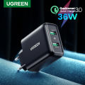 UGREEN Dual USB Charger Quick Charge 3.0 36W Fast Charger Adapter 2 Ports QC3.0 Mobile Phone Chargers for iPhone Samsung Xiaomi Redmi Huawei Charger. 