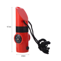 7-in-1 Emergency Survival Whistle Compass Multifunction Tool Magnifier Flashlight Storage Container Thermometer for Camping Hiking. 