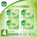 Dettol Soap Aloe Vera Quad Pack (125gm X 4), Bathing Bar Soaps with Aloe Vera Extract. 