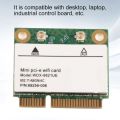 Dual Band 2.4G/5Ghz Network Card 433Mbps WIFI Mini PCI‑E Wireless Card.