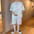 Daily Men Sets Short Sleeve Hawaiian Shirt And Shorts Chinese Mahjong Printing Casual Shirts Beach Two Pieces Suit Fashion Wear. 