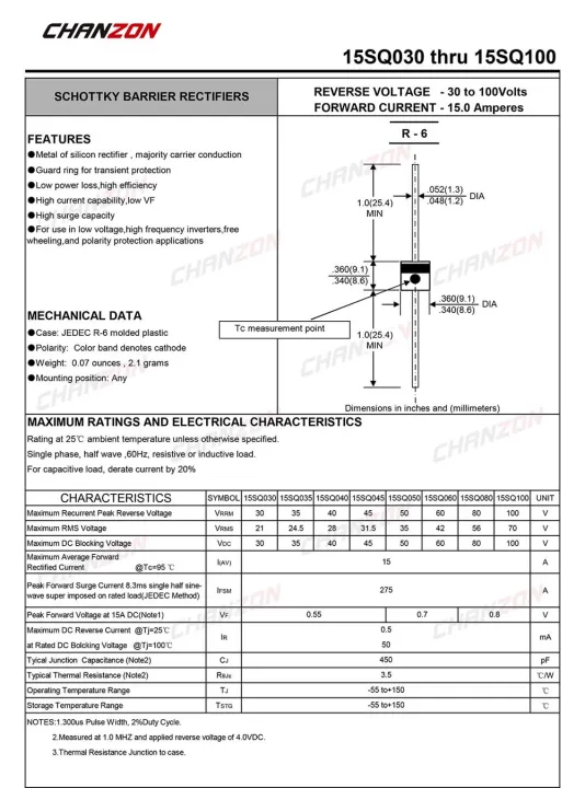 %E3%80%90Sunflower%20EGR%E3%80%91Chanzon%2015SQ045%20Schottky%20Barrier%20Rectifier%20Bypass%20Blocking%20Diode%2015A%20R-6%2015%20Amp%2045%20Volt%20for%20Solar%20Cell%20Panel%20-%20Image%203