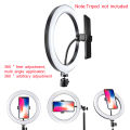 LED Studio Ring Light Dimmable Photoes Video Lamp Tripod Selfie Phone Holder - 8 inch. 