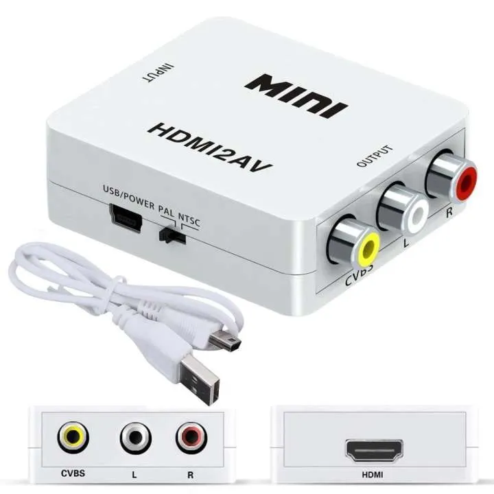 MINI%20HDMI%20to%203RCA%20CVBS%20Composite%20Video%20AV%20Converter%20Adapter%20TV%20PS3%20VHS%20VCR%20DVD%20Black%20-%20Image%202