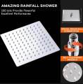 6x6 inch Square Rain Shower Head With 15 inches Long Solid SS Square Pipe - Complete Shower Set  / Bathroom shower Set. 