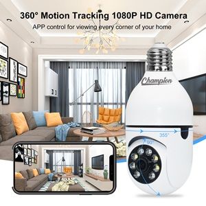 V380 PTZ Full HD 2MP 1920P WIFI IP Camera E27 Bulb Camera 360 Degree Wireless Home Color Night Vision Two Way Audio Smart Motion Detection