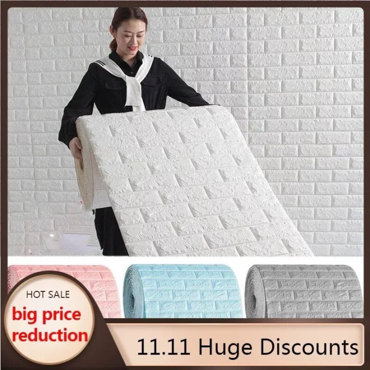 70cm*10m 3D Self-Adhesive Wallpaper Continuous Waterproof Brick Wall Sticker Living Room Bedroom Children's Room Home Decoration