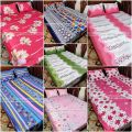 King size Bedsheet with Pillow cover Chador set 7.5×8.25 feet Full cotton fabric Pink , Light ash.
