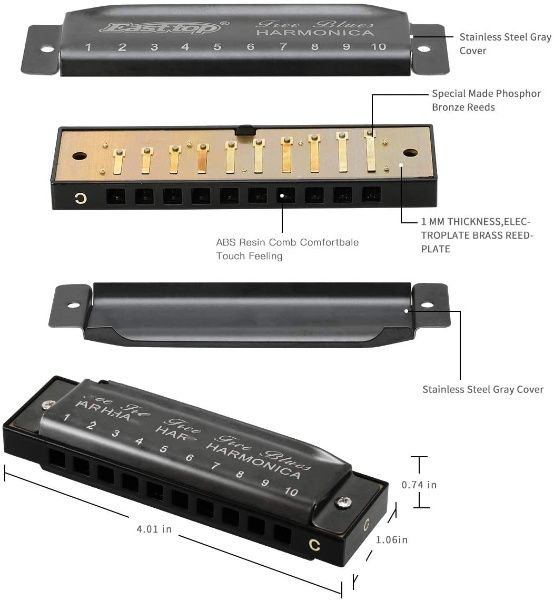 top%20Harmonica%20Diatonic%20Blues%20Harmonica%20Key%20of%20C%2010%20Holes%2020%20Tones%20Blues%20Harp%20Mouth%20Organ%20Harmonica%20For%20Adults%20Beginners%20Professionals%20and%20Students%20Bright%20black%20-%20Image%204