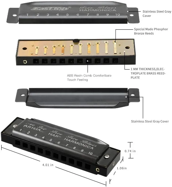 top%20Harmonica%20Diatonic%20Blues%20Harmonica%20Key%20of%20C%2010%20Holes%2020%20Tones%20Blues%20Harp%20Mouth%20Organ%20Harmonica%20For%20Adults%20Beginners%20Professionals%20and%20Students%20Bright%20black%20-%20Image%204
