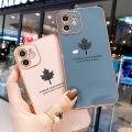 Hontinga for Vivo Y20 Y20i Y20S Y12S Y20 2021 Y20SG Y12A Back Cover + Free Lanyard Luxury 6D Plating Shiny Maple leaf Phone Case Soft Silicone Square Mobile Cover.