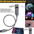 DIY USB LED Light Flash Self Program Fan Edit Display Colorful Letters Symbol Number Greetings Slogan Fan for PC Mobile Power.