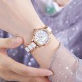 New Women Watch Luxury Diamond Rose Gold Dress Watches For Women Waterproof Fashion Resin Ceramic Female Watch Zegarek Damski. 