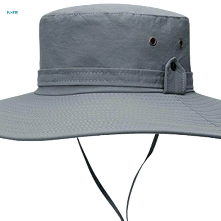 Wide%20Brim%20Bucket%20Hat%20Polyester%20Fisherman%20Visor%20for%20Vocation%20Outdoors%20Fishing%20Style%20A%20Light%20Gray%20-%20Image%205