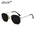 Hexagon Men Women Sunglasses Square Polygon Sun Glasses Brand Designer Retro Shades Metal Frame Eyewear TOP UV400 de sol hombre. 
