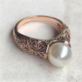 1PC Fashion Vintage Inlaid White Pearl Ring Gold Plated Ladies Ring Jewelry Wedding Ring Engagement Ring Rings For Women.