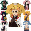Summer Anime Demon Slayer Kimetsu no Yaiba Kamado Nezuko Kochou Shinobu Cosplay 3D Print Fashion T-Shirt Cartoon Short Sleeve.