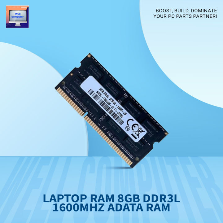 LAPTOP RAM 8GB DDR3L 1600MHz AData RAM