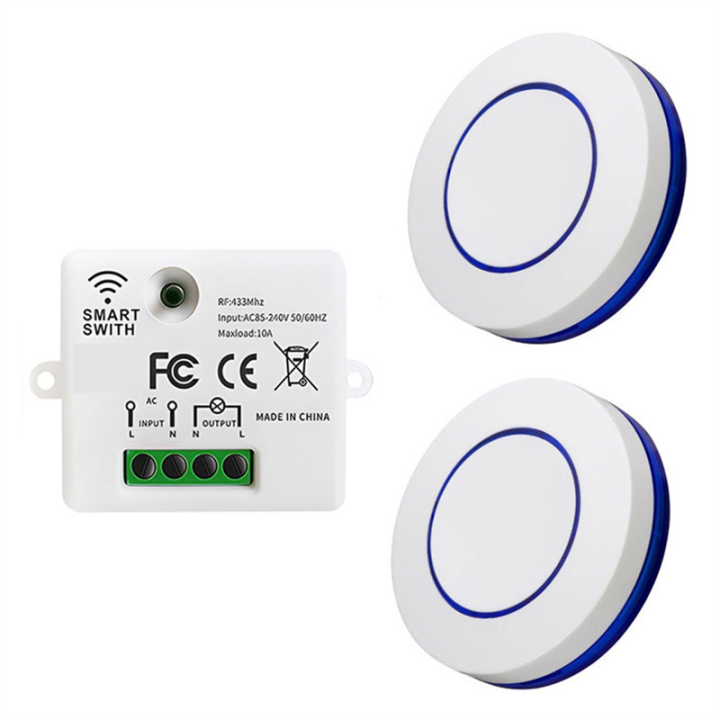 Remote Control LED 433MHz Wireless Light Switch 220V 10A Relay Receiver ...