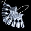 Monja 10Pcs Nail Art Natural Clear False Nail UV Gel Painting Practice Board Crown Color Display Plate Manicure Tool. 