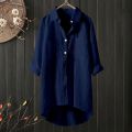 Elegant Cotton Crepe Shirt for Women – Lightweight Tunic with Collar and Button Detailing. 