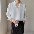 Apricot Black White Shirt Men Fashion Social Mens Dress Shirt Korean Loose Casual Long-sleeved Shirts Mens Formal Shirt M-3XL.