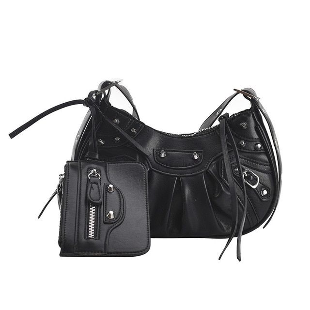 Women PU Leather Rivet Studded Shoulder Bag Designer Summer Trend Crossbody Bag New Fashion Exquisite Lady Zipper Messenger Bags