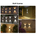 Auoyo Solar Outdoor Lighting Wall Light Solar Outdoor Waterproof Lamp Dual Head Up And Down Dual Color Luminescent High Brightness Wall Spotlights Door Signs And Wall Lights.