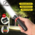 Outtobe Flashlight Powerful light Bright Led light Outdoor Focusing Torchlight Portable Home Emergency Lamp Built-in Battery USB Rechargeable Torchlight Zoom-able focus Light T6 Penlight. 