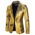 Luxury Gold Sequin Glitter Jacket Men Slim Fit Notched Lapel Blazer Jacket Mens Nightclub Stage Singers Blazers Costume Homme. 