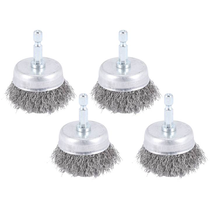 4 Pcs Wire Cup Brush Set, Wire Brush for Drill 1/4 Inch Arbor 0.010 ...