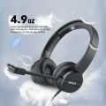EKSA H12/H12E Wired Headset 3.5mm/USB On-Ear Computer Headphones with Rotatable Microphone Noise Cancelling for Call Center.