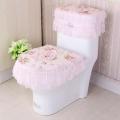 Four Seasons Toilet Cushion Seat Gold Velvet Lace Fabric Toilet Cushion Three-Piece Set Toilet Cover Cushion Zipper Summer Model. 