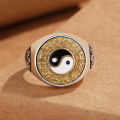 S990 12 Zodiac Qiankun Nine Palaces Bagua Men's with Personalized Creativity and Rotable Open Mouth Ring. 