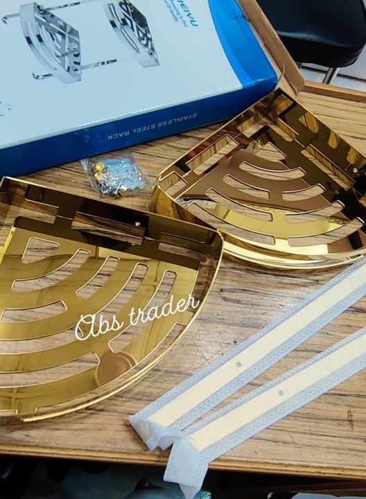 304%20Stainless%20Steel%20Golden%20Bathroom%20Corner%20Shelve%20/%202%20Layer%20Corner%20Shelves%20Golden%20-%20Image%202