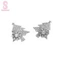 Stud Earrings Shiny Christ Snowflake Ear Studs Fashion Jewelry.