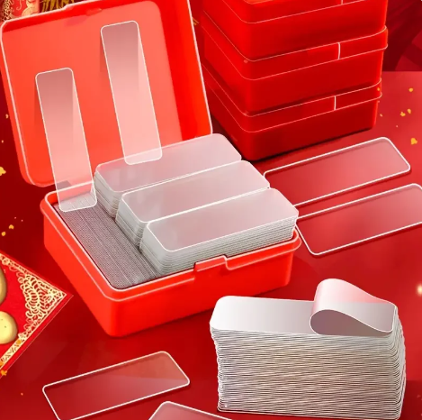 60pcs/box Multifunctional Double Sided Adhesive Tape Strips Sticky Nano Tape Washable Clear Grip Tape With Storage Box For Home Office