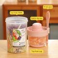 Hourser Double-layer portable Salad Cup with Fork multi-purpose fresh-keeping sub-packing box Weight Loss Salad Shaker Cup.